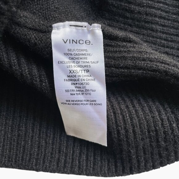 Vince Drop Shoulder Mock Neck Cashmere Sweater Black XXS - Picture 6 of 8